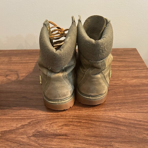 Timberland Premium 6” Women’s Boots Sz 9 Khaki Leather Lace Up Combat Utility - Picture 5 of 8
